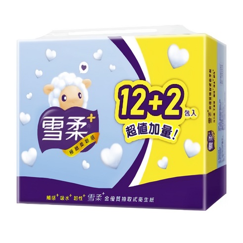 雪柔抽取式衛生紙 100抽x12+2超值包